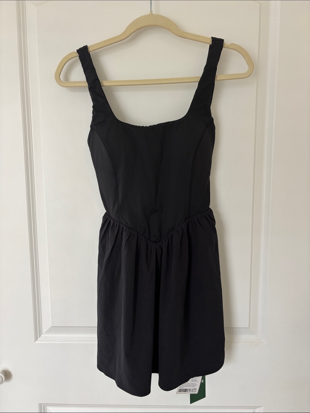 HALARA Black Mini Dress with Square Neck